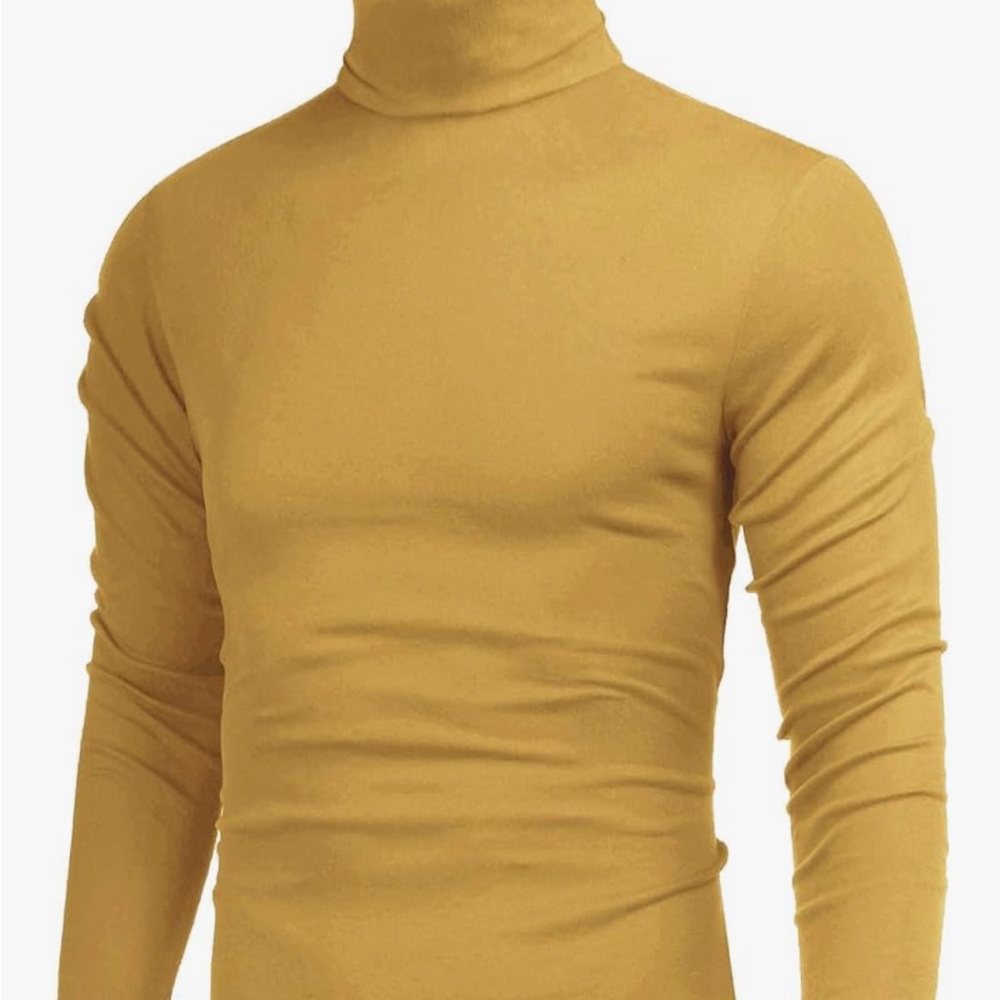 Elegant Men's Turtleneck Sweater in Mustard